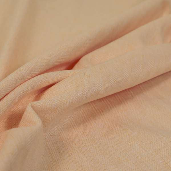 Aldwych Herringbone Soft Wool Textured Chenille Material Coral Peach Orange Furnishing Fabric - Made To Measure Curtains