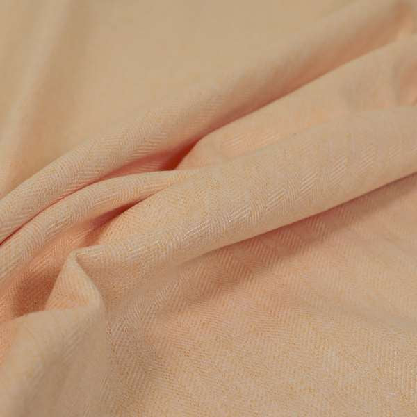 Aldwych Herringbone Soft Wool Textured Chenille Material Coral Peach Orange Furnishing Fabric
