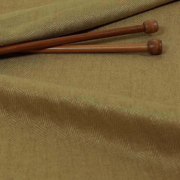 Aldwych Herringbone Soft Wool Textured Chenille Material Golden Brown Furnishing Fabric - Made To Measure Curtains