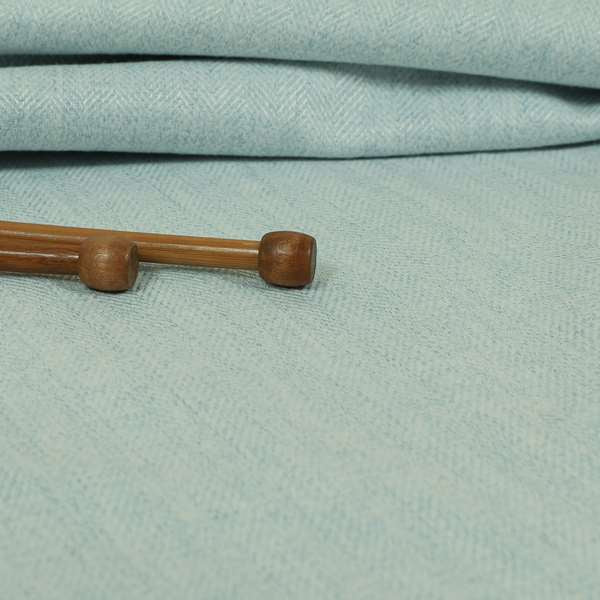 Aldwych Herringbone Soft Wool Textured Chenille Material Sky Blue Furnishing Fabric - Made To Measure Curtains