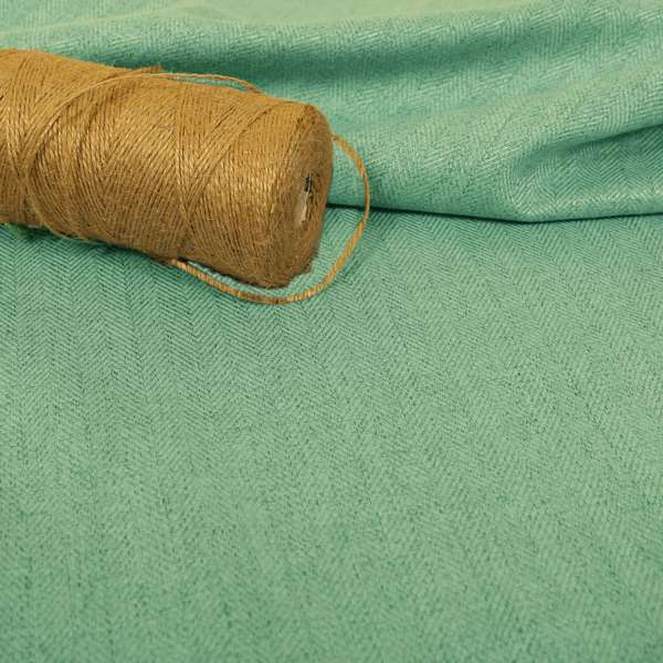 Aldwych Herringbone Soft Wool Textured Chenille Material Teal Green Grass Furnishing Fabric - Handmade Cushions