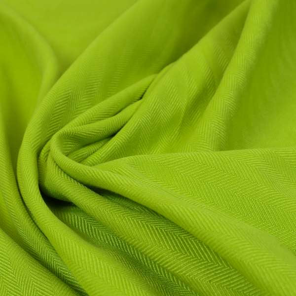 Aldwych Herringbone Soft Wool Textured Chenille Material Lime Green Furnishing Fabric - Made To Measure Curtains