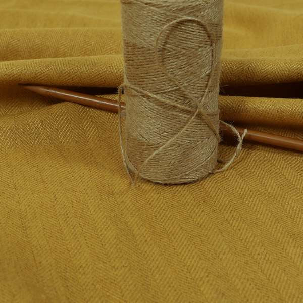 Aldwych Herringbone Soft Wool Textured Chenille Material Yellow Furnishing Fabric