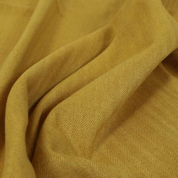 Aldwych Herringbone Soft Wool Textured Chenille Material Yellow Furnishing Fabric - Made To Measure Curtains