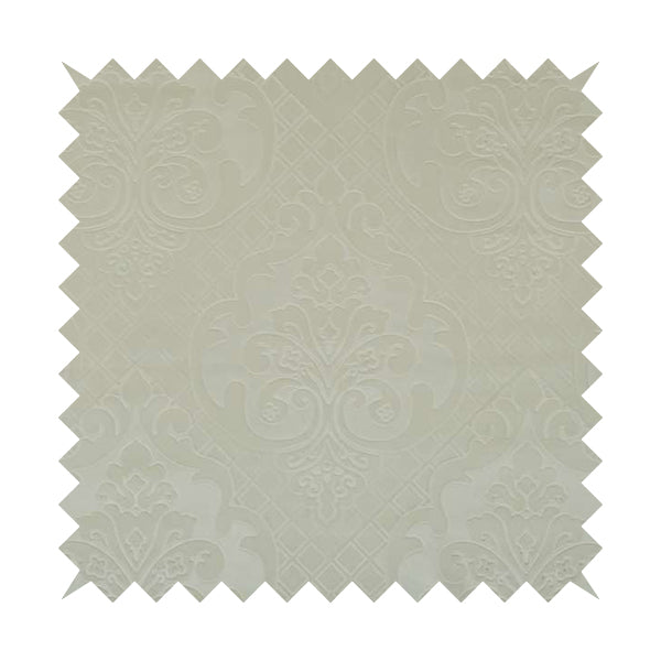 Alvaro Velveteen Embossed Damask Pattern Upholstery Curtains Fabric In Beige Velvet Colour - Made To Measure Curtains