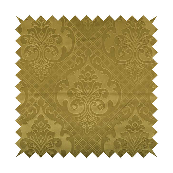 Alvaro Velveteen Embossed Damask Pattern Upholstery Curtains Fabric In Green Grass Colour