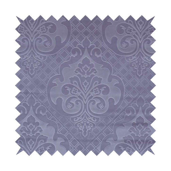 Alvaro Velveteen Embossed Damask Pattern Upholstery Curtains Fabric In Lilac Purple Velvet Colour