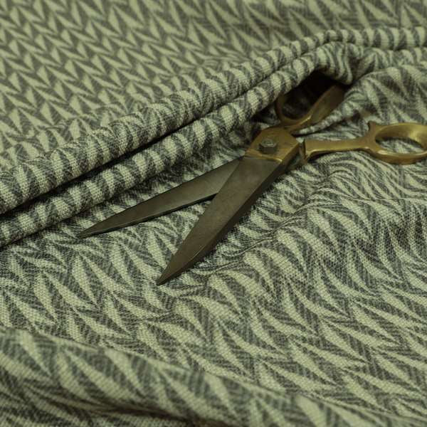 Arlington Geometric Pattern Printed On Linen Effect Chenille Material Grey Coloured Furnishing Fabrics - Made To Measure Curtains