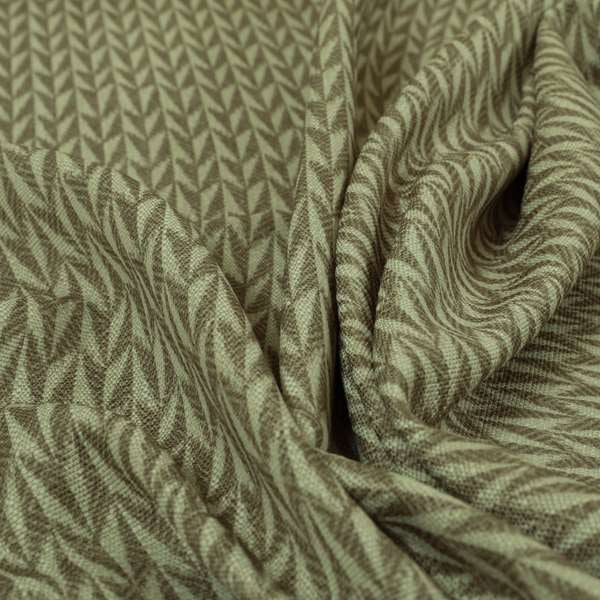 Arlington Geometric Pattern Printed On Linen Effect Chenille Material Brown Coloured Furnishing Fabrics - Roman Blinds