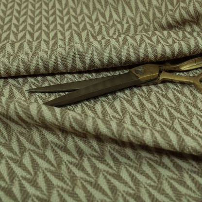 Arlington Geometric Pattern Printed On Linen Effect Chenille Material Brown Coloured Furnishing Fabrics