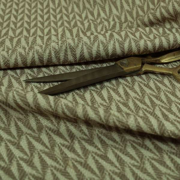 Arlington Geometric Pattern Printed On Linen Effect Chenille Material Brown Coloured Furnishing Fabrics - Made To Measure Curtains