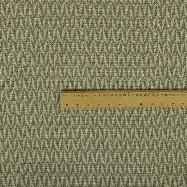 Arlington Geometric Pattern Printed On Linen Effect Chenille Material Brown Coloured Furnishing Fabrics