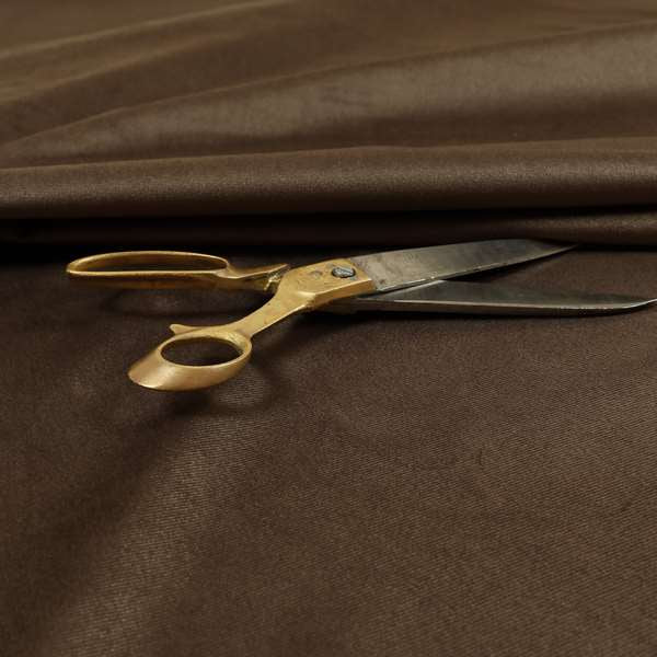 Austin Low Velour Chenille Velvet Soft Upholstery Fabric Brown Chocolate Colour - Made To Measure Curtains