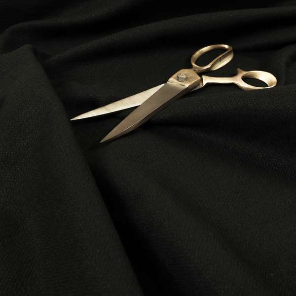 Abbotsford Super Soft Basket Weave Material Dual Purpose Upholstery Curtains Fabric In Black - Made To Measure Curtains