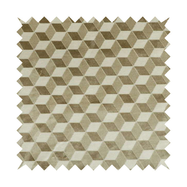 Akita Geometric 3D Pattern Velvet Fabric In White Beige Colour - Roman Blinds