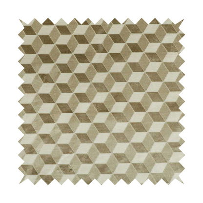 Akita Geometric 3D Pattern Velvet Fabric In White Beige Colour - Roman Blinds