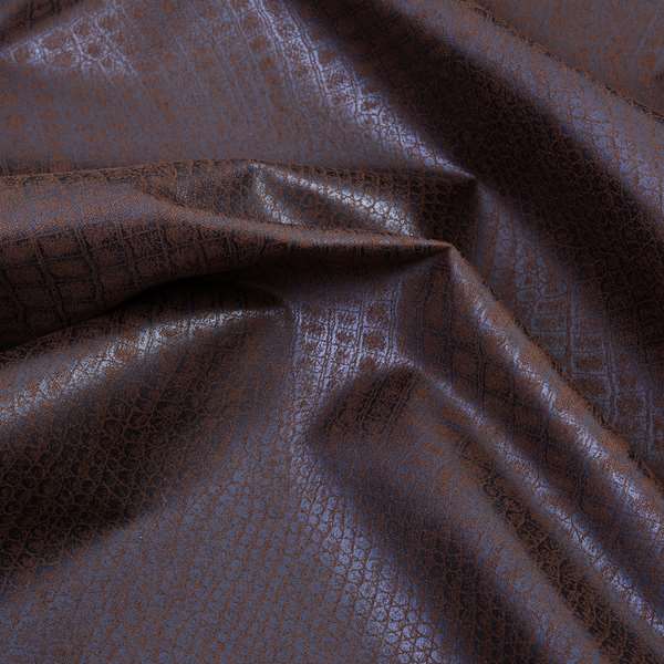 Alligator Pattern On Faux Leather In Brown Colour Upholstery Fabric