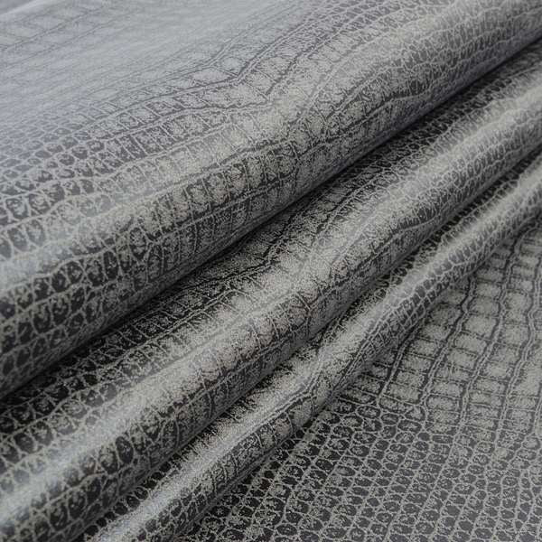 Alligator Pattern On Faux Leather In Grey Colour Upholstery Fabric - Roman Blinds
