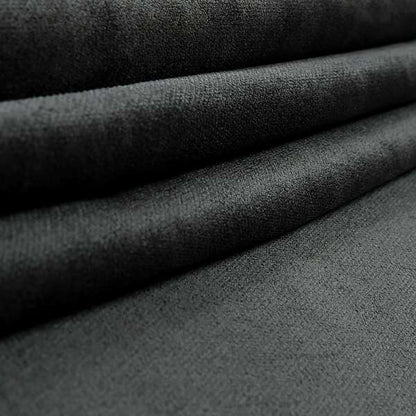 Ammara Soft Crushed Chenille Upholstery Fabric Charcoal Grey Colour