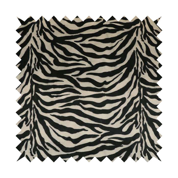 Animal Print Zebra Theme Pattern Black White Colour Printed Velvet Velour Upholstery Curtain Fabrics - Handmade Cushions