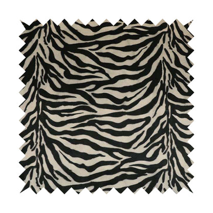 Animal Print Zebra Theme Pattern Black White Colour Printed Velvet Velour Upholstery Curtain Fabrics - Made To Measure Curtains