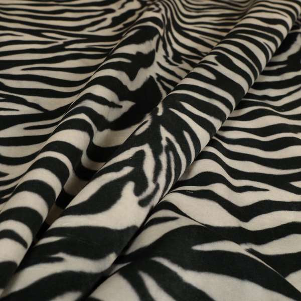 Animal Print Zebra Theme Pattern Black White Colour Printed Velvet Velour Upholstery Curtain Fabrics - Handmade Cushions