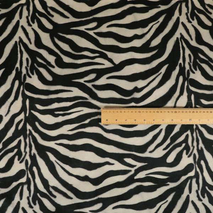 Animal Print Zebra Theme Pattern Black White Colour Printed Velvet Velour Upholstery Curtain Fabrics - Made To Measure Curtains