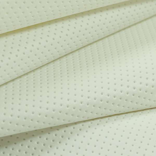 Avian Perforated Faux Leatherette White Colour Upholstery Fabric