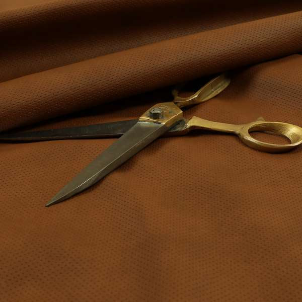 Avian Perforated Faux Leatherette Tan Brown Colour Upholstery Fabric