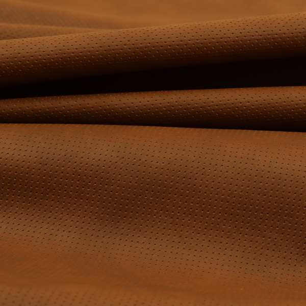 Avian Perforated Faux Leatherette Tan Brown Colour Upholstery Fabric