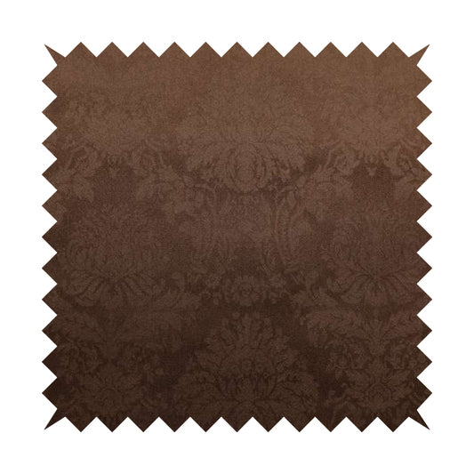 Barcelona Printed Velvet Damask Pattern Soft Velour Brown Colour Velvet Upholstery Fabric