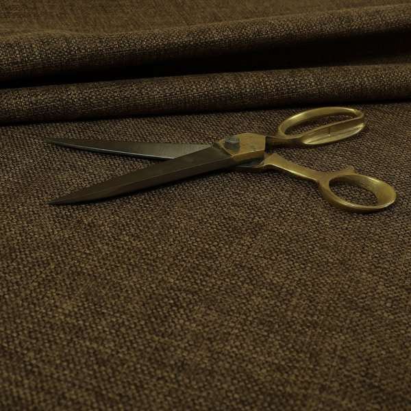 Beaumont Textured Hard Wearing Basket Weave Material Brown Coloured Furnishing Upholstery Fabric - Roman Blinds