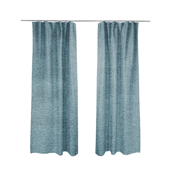 Bahamas Textured Chenille Upholstery Furnishing Fabric In Blue - Made To Measure Curtains