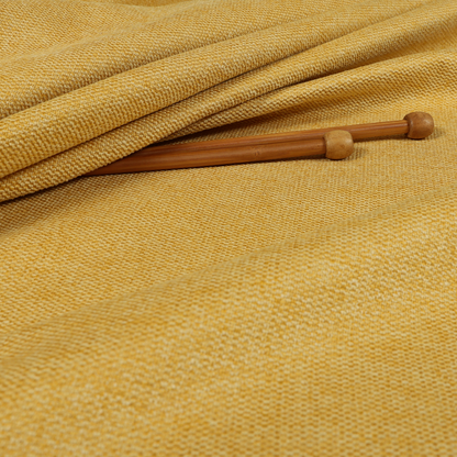 Bahamas Textured Chenille Upholstery Furnishing Fabric In Yellow - Roman Blinds