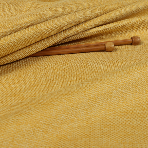 Bahamas Textured Chenille Upholstery Furnishing Fabric In Yellow