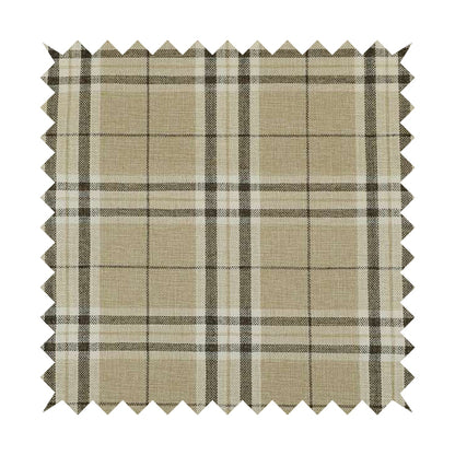 Barlow Tweed Textured Check Tartan Beige Furnishing Upholstery Fabric - Made To Measure Curtains