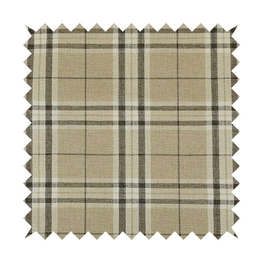 Barlow Tweed Textured Check Tartan Beige Furnishing Upholstery Fabric
