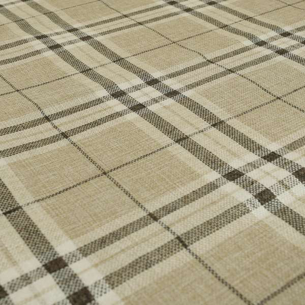 Barlow Tweed Textured Check Tartan Beige Furnishing Upholstery Fabric - Roman Blinds