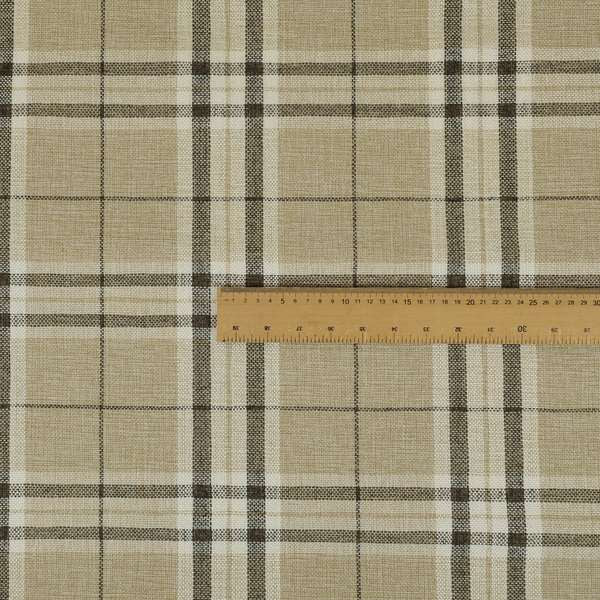 Barlow Tweed Textured Check Tartan Beige Furnishing Upholstery Fabric - Made To Measure Curtains