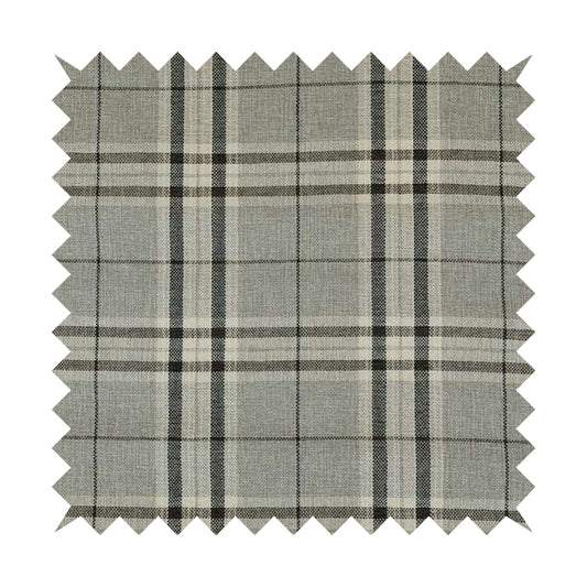 Barlow Tweed Textured Check Tartan Silver Grey Furnishing Upholstery Fabric