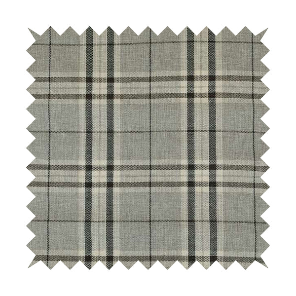 Barlow Tweed Textured Check Tartan Silver Grey Furnishing Upholstery Fabric - Made To Measure Curtains