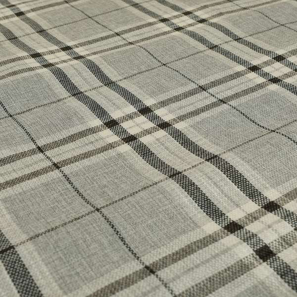 Barlow Tweed Textured Check Tartan Silver Grey Furnishing Upholstery Fabric - Made To Measure Curtains