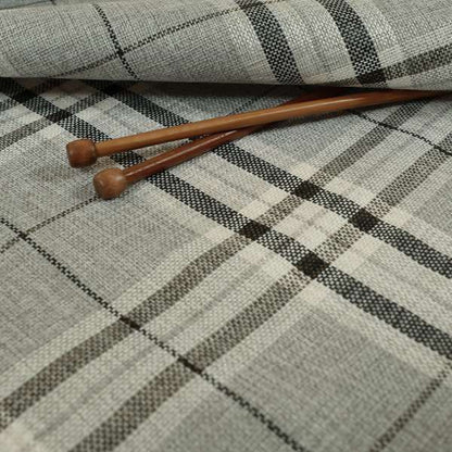 Barlow Tweed Textured Check Tartan Silver Grey Furnishing Upholstery Fabric - Roman Blinds