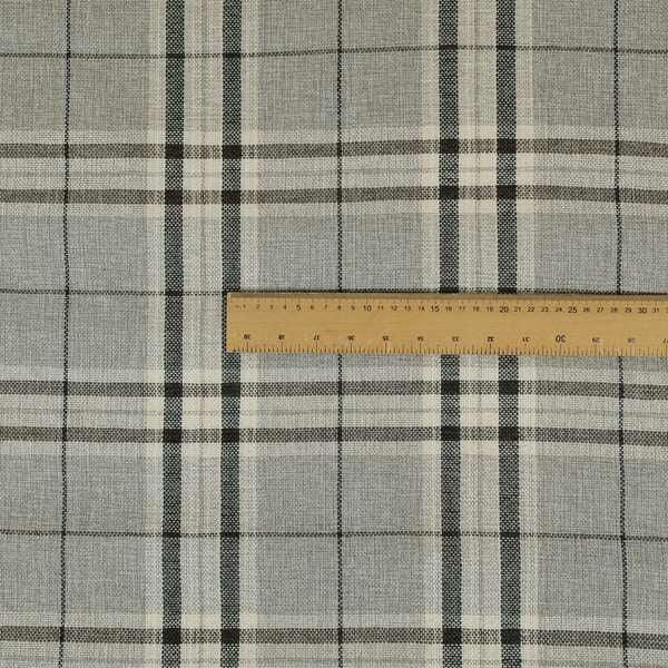 Barlow Tweed Textured Check Tartan Silver Grey Furnishing Upholstery Fabric - Made To Measure Curtains