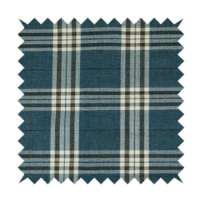 Barlow Tweed Textured Check Tartan Blue Furnishing Upholstery Fabric - Made To Measure Curtains