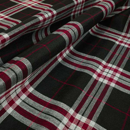 Barlow Tweed Textured Check Tartan Black Furnishing Upholstery Fabric - Made To Measure Curtains