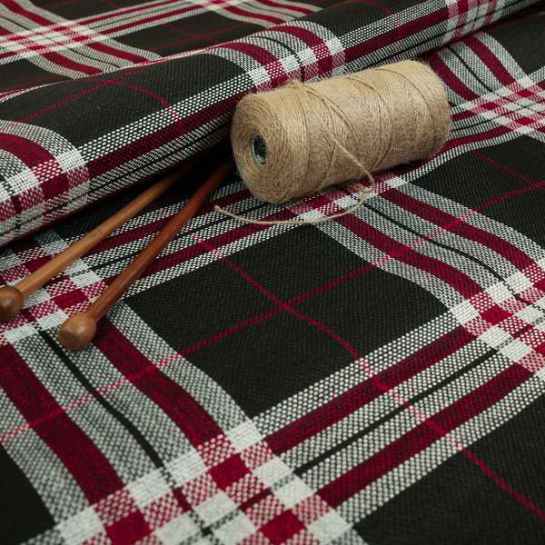 Barlow Tweed Textured Check Tartan Black Furnishing Upholstery Fabric - Made To Measure Curtains