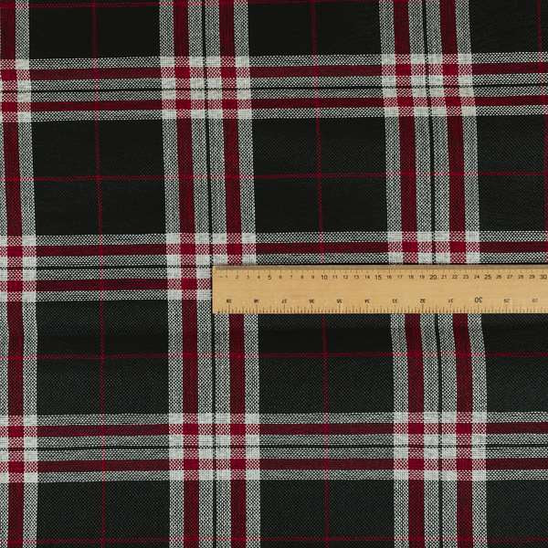 Barlow Tweed Textured Check Tartan Black Furnishing Upholstery Fabric - Made To Measure Curtains