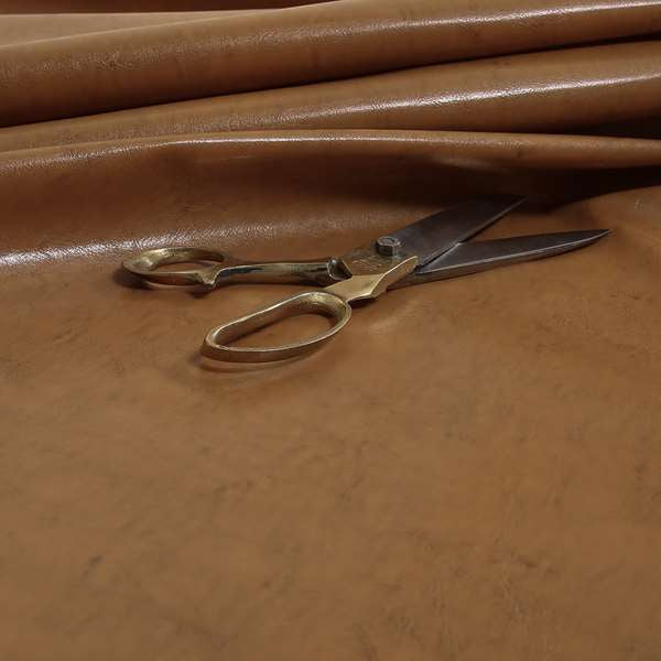 Faux Leather Bicast Tan Colour Heritage Aged Effect Look Upholstery Fabric