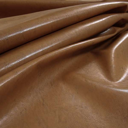 Faux Leather Bicast Tan Colour Heritage Aged Effect Look Upholstery Fabric